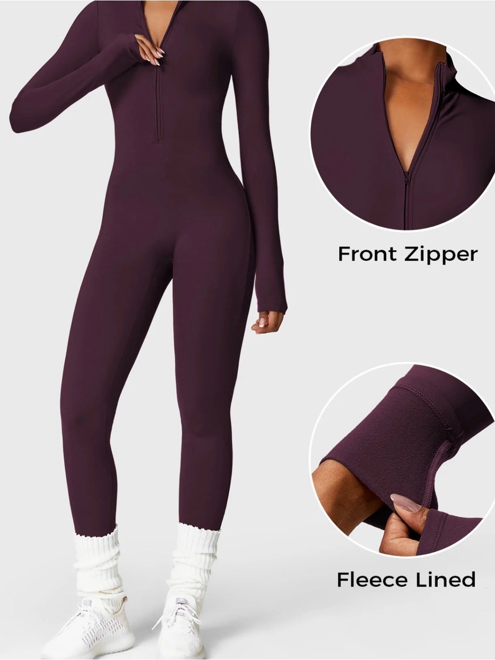 Yeoreo Belle Fleece Long Sleeve Zipper Jumpsuit
